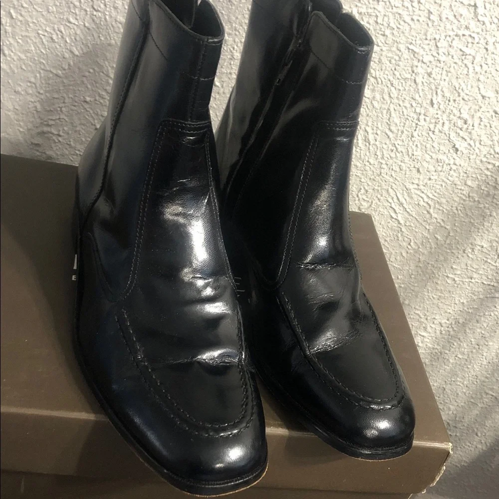 Florsheim Black Leather Zip Dress Boots - Picture 14 of 16
